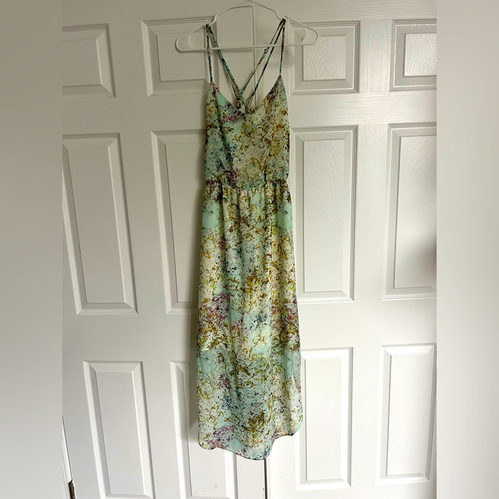BCBGMaxAzria Floral Maxi Dress in Mint and Yellow